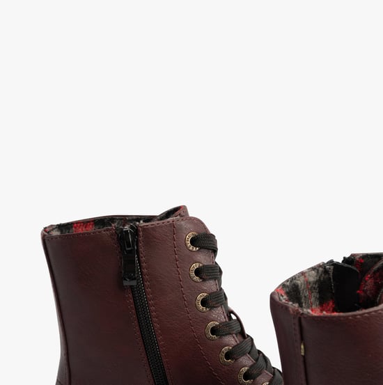 Heavenly Feet JUSTINA2 Womens Lace Up Boots Burgundy - Image 5