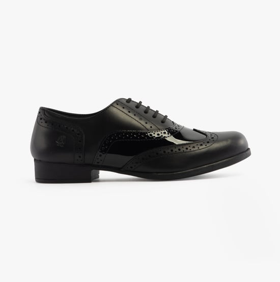 KADA Girls Leather School Shoes Black - Image 1