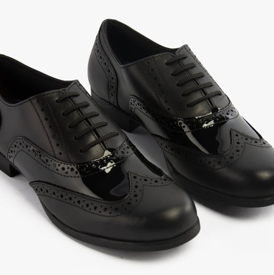 KADA Girls Leather School Shoes Black - Image 3