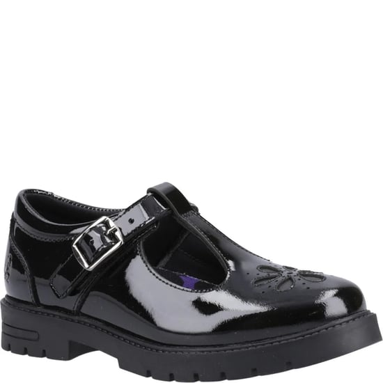 FIONA Girls Leather School Shoes Patent Black - Image 1