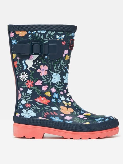 JNR WELLY PRINT Girls Wellies Navy Horse - Image 1