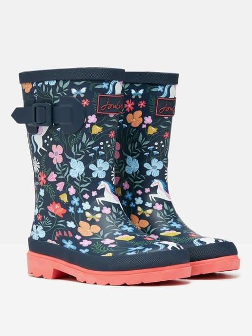 JNR WELLY PRINT Girls Wellies Navy Horse - Image 3