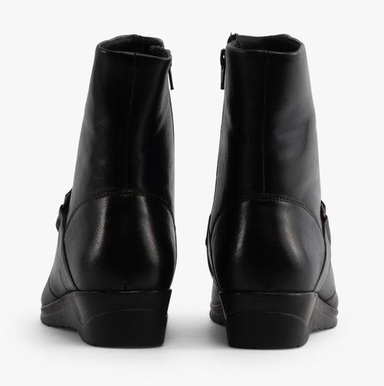 Mod Comfys BERNADETTA Womens Leather Zip Ankle Boots Black - Image 2