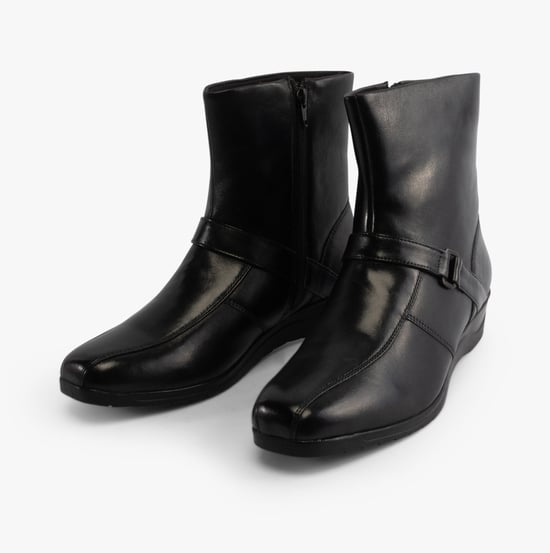Mod Comfys BERNADETTA Womens Leather Zip Ankle Boots Black - Image 3