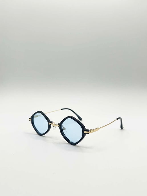 Diamond Shape Sunglasses in Black Blue - Image 3