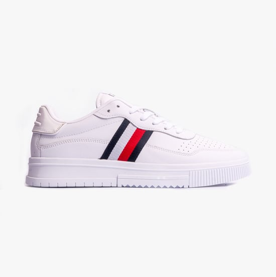 Heren SUPERCUP Striped Leren Sneakers Wit - Image 1