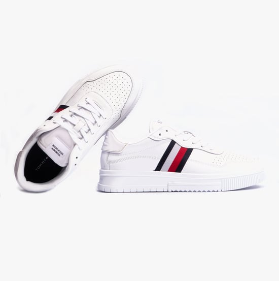 Heren SUPERCUP Striped Leren Sneakers Wit - Image 4