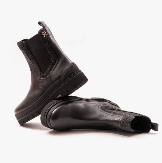 Tommy Hilfiger FEMININE FELT CHELSEAIE Womens Boots Black - Image 2