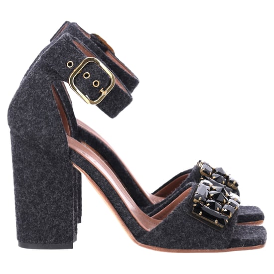 Marni Felt Crystal Embellished Ankle Strap Sandals in Grey Wool - Image 1