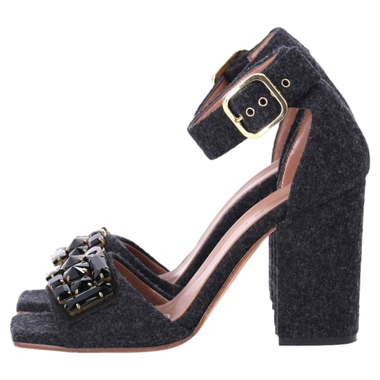 Marni Felt Crystal Embellished Ankle Strap Sandals in Grey Wool - Image 3
