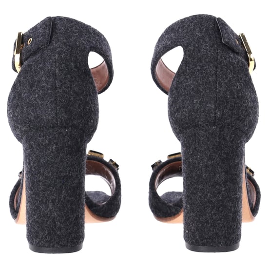 Marni Felt Crystal Embellished Ankle Strap Sandals in Grey Wool - Image 4