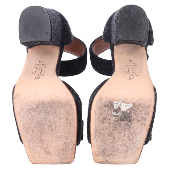 Marni Felt Crystal Embellished Ankle Strap Sandals in Grey Wool - Image 6