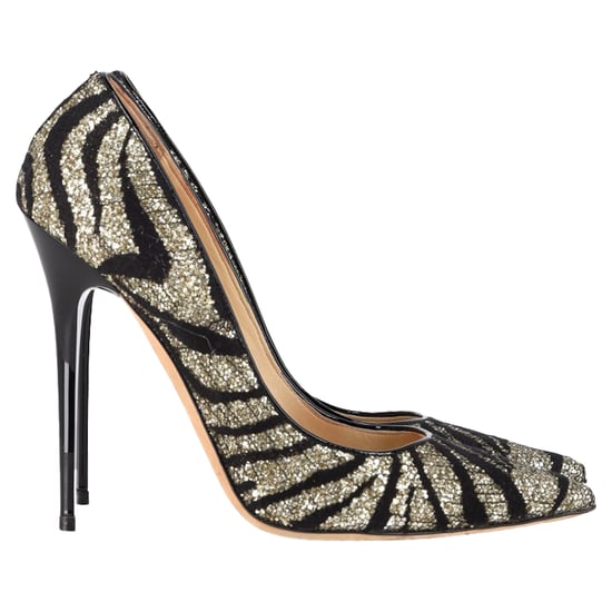 Jimmy Choo Zebra Agnes Pumps in Black and Silver Lace and Glitter - Image 1
