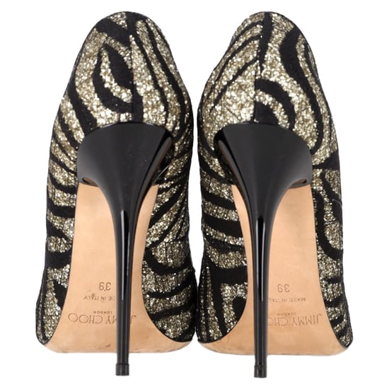 Jimmy Choo Zebra Agnes Pumps in Black and Silver Lace and Glitter - Image 5