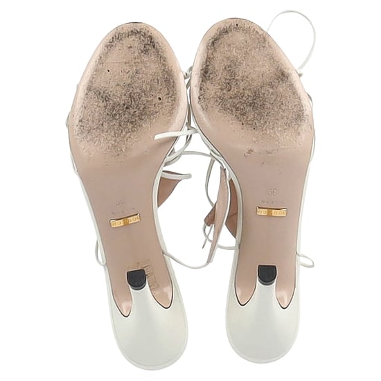 Gucci Leaf Strapped Sandal Heels in White Leather - Image 6