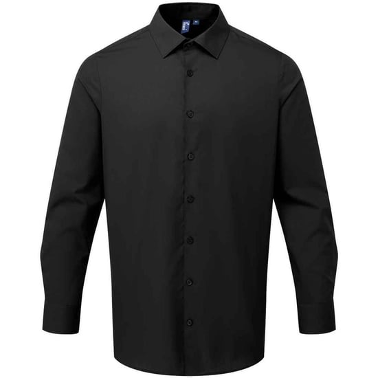 Premier Recyclight poplin overhemd met lange mouwen voor heren (Zwart) - Image 1