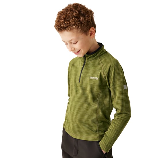 Regatta Kinderen/Kinderen Berley Half Zip Top met lange mouwen (Nefriet groen/zwart) - Image 4
