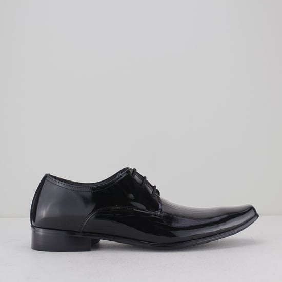OSWALD Mens Faux Patent Leather Derby Shoes Black - Image 1