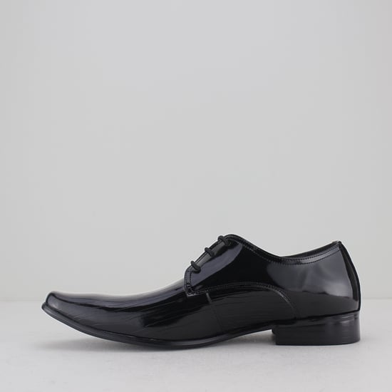 OSWALD Mens Faux Patent Leather Derby Shoes Black - Image 3