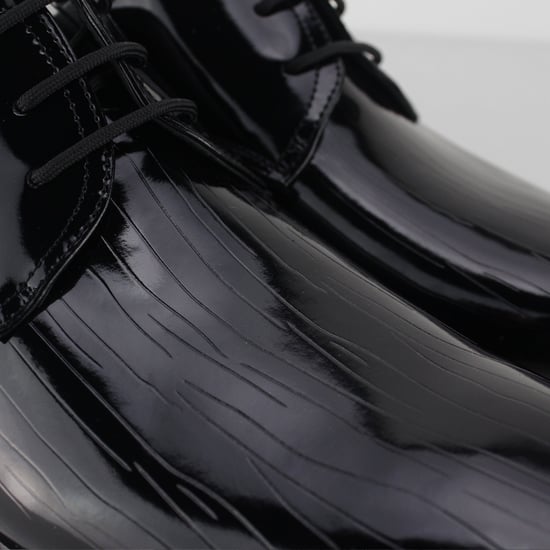 OSWALD Mens Faux Patent Leather Derby Shoes Black - Image 2
