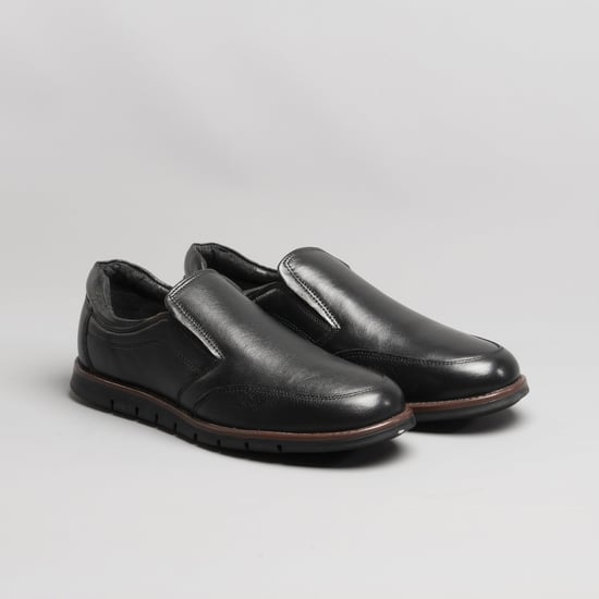 ADONIS Mens Leather Slip on Shoes Black - Image 2