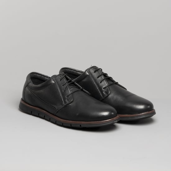 ANGUS Mens Leather Derby Shoes Black - Image 3