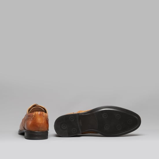 MONTY II Mens Leather Brogue Lace Ups Tan - Image 3