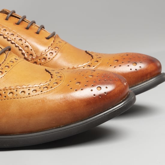 MONTY II Mens Leather Brogue Lace Ups Tan - Image 4