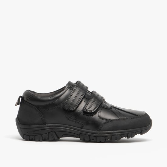 WILFRED Boys Black Leather Touch Fasten Shoes - Image 1