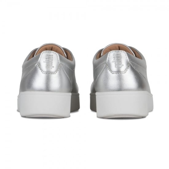 RALLY Ladies Leather Trainers Silver - Image 4