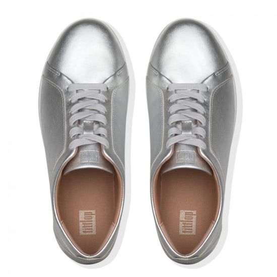 RALLY Ladies Leather Trainers Silver - Image 3