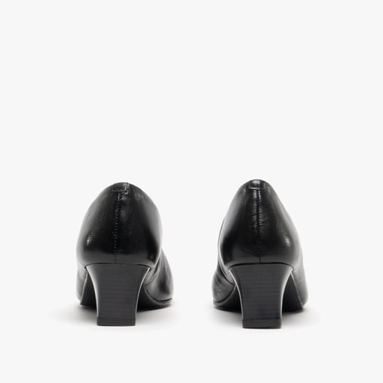 KARLY Ladies Leather Court Shoes Black - Image 5