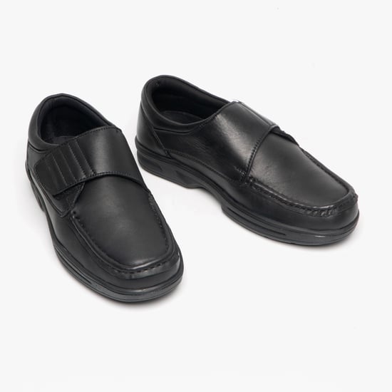 TEXAS Mens Leather Touch Fasten Wide Fit Shoes Black - Image 2