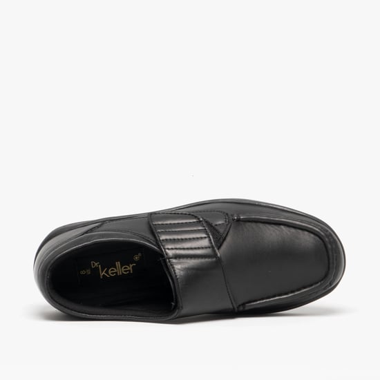 TEXAS Mens Leather Touch Fasten Wide Fit Shoes Black - Image 3