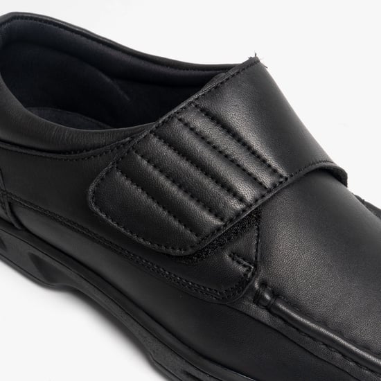 TEXAS Mens Leather Touch Fasten Wide Fit Shoes Black - Image 5