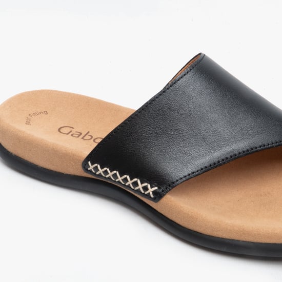 LANZAROTE Ladies Leather Mule Sandals Black - Image 6
