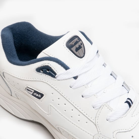 ORLEANS Mens Coated Leather Trainers White - Image 3