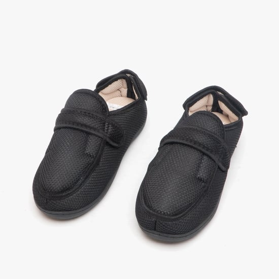 Zedzzz JOSH Mens Super Wide Touch Fasten Slippers Black - Image 2
