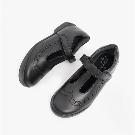 LEAP FROG Girls Leather T-Bar School Shoes Black - Image 3