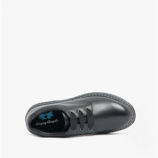 IMPACT Girls Leather Lace Up School Shoes Black - Image 4