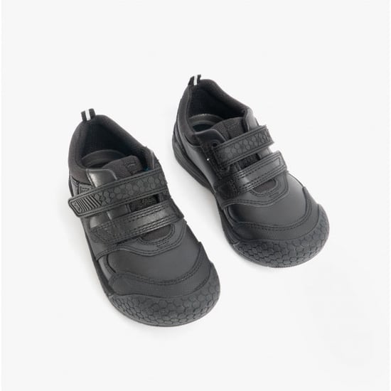 STRIKE Boys Leather Touch Fasten School Shoes Black - Image 3