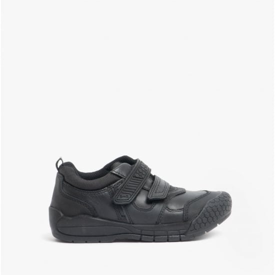 STRIKE Boys Leather Touch Fasten School Shoes Black - Image 1