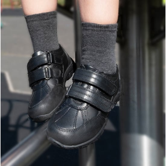 WILFRED Boys Black Leather Touch Fasten Shoes - Image 2