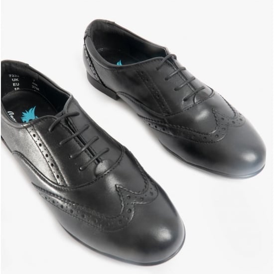 MATILDA Girls Leather Brogue School Shoes Black - Image 2