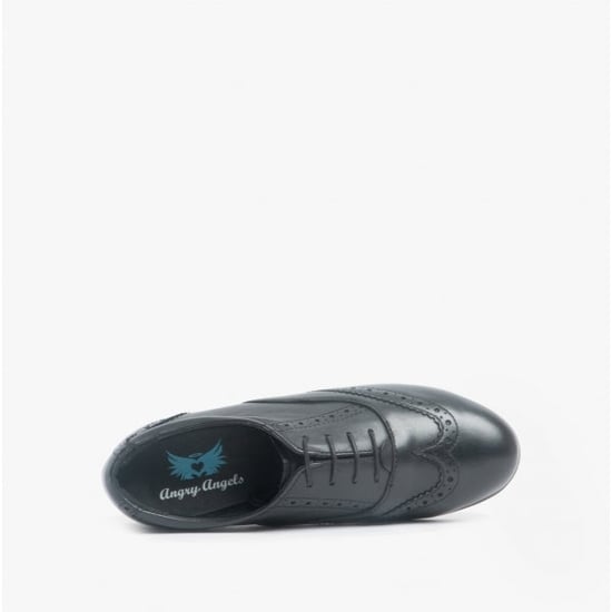 MATILDA Girls Leather Brogue School Shoes Black - Image 4