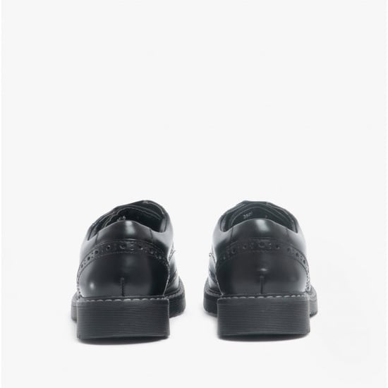 IMPULSIVE Girls Leather Lace Up School Shoes Hi Shine Black - Image 6