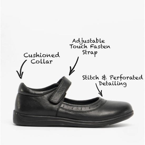 ELSA Girls Leather Touch Fasten Mary Jane Shoes Black - Image 1
