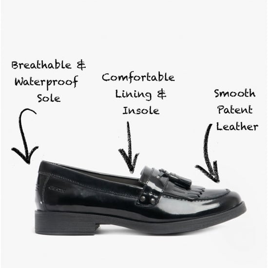 JR AGATA Girls Moccasin Tassel School Shoes Patent Black - Image 4