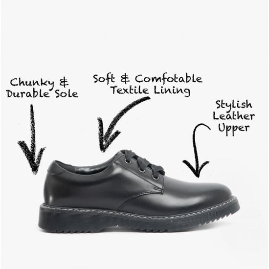 IMPACT Girls Leather Lace Up School Shoes Black - Image 1