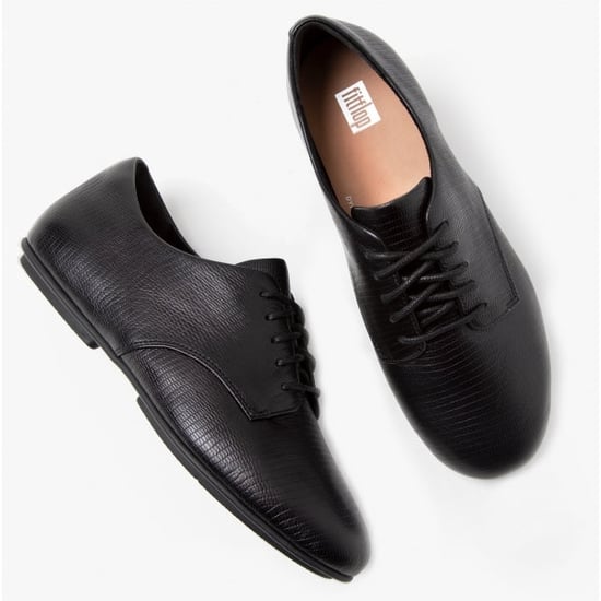 ADEOLA LIZARD Ladies Leather Derby Shoes All Black - Image 2